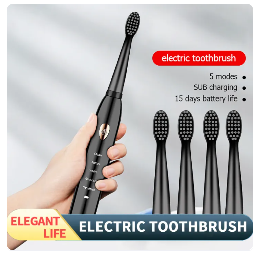 38% OFF Original Electric Toothbrush for Adult Rechargeable USB Charging, Vibration, Waterproof Ultrasonic Soft Bristles Toothbrush 2 Minutes Automatic Timing Body Wash