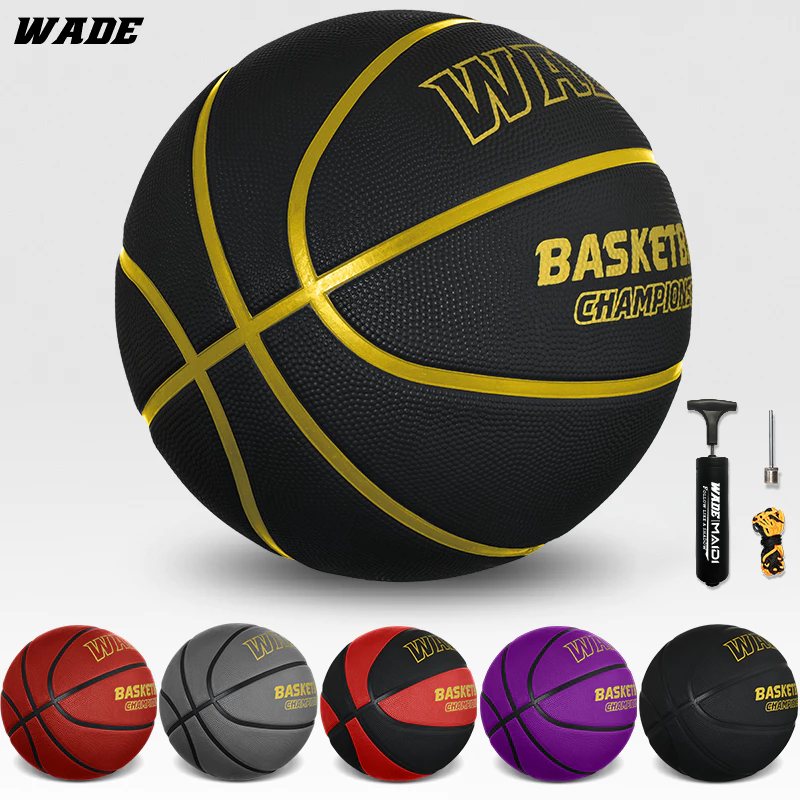 39% OFF WADE Original Basketball Ball Size 7 Bola Rubber ball for Outdoor Adult Training Kids Youth Student With Free Pin、Net、Pump（WD-