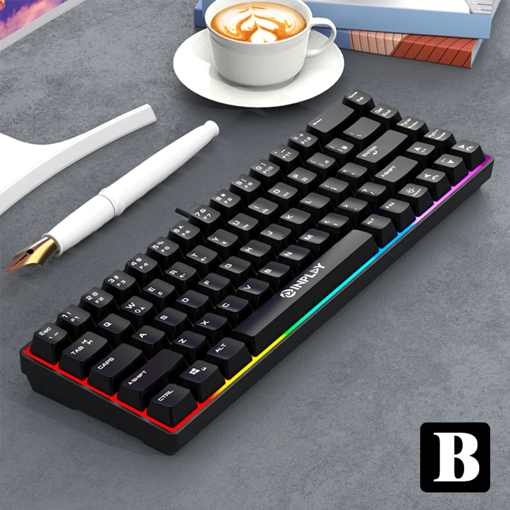 46% OFF Inplay BK680 RGB Gaming Keyboard Rainbow Light Waterproof Smooth Membrane Keyboard For PC Laptop