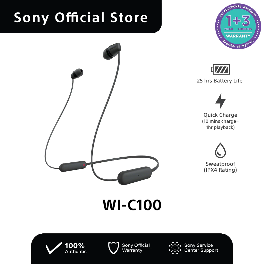28% OFF Sony WI-C100 / WI C100 Wireless In Ear Bluetooth Earphones