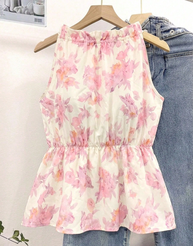 8% OFF Airaco Women Floral Print Elegant Sleeveless Top