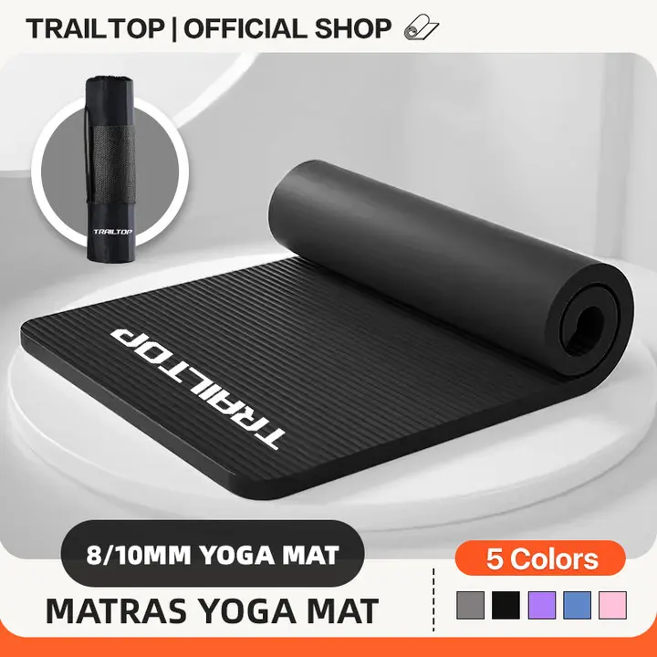 38% OFF Trailtop Yoga Mat For Workout NBR Gym Mat 8/10MM Thick Non Slip Suitable For Pilates/Exercise