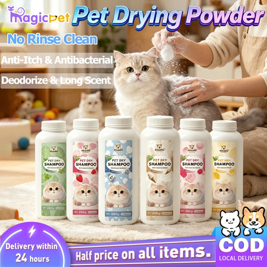 41% OFF Magicpet 260g Pet Dry Shampoo Anti Tick Flea Deodorizing Powder For Dogs & Cats