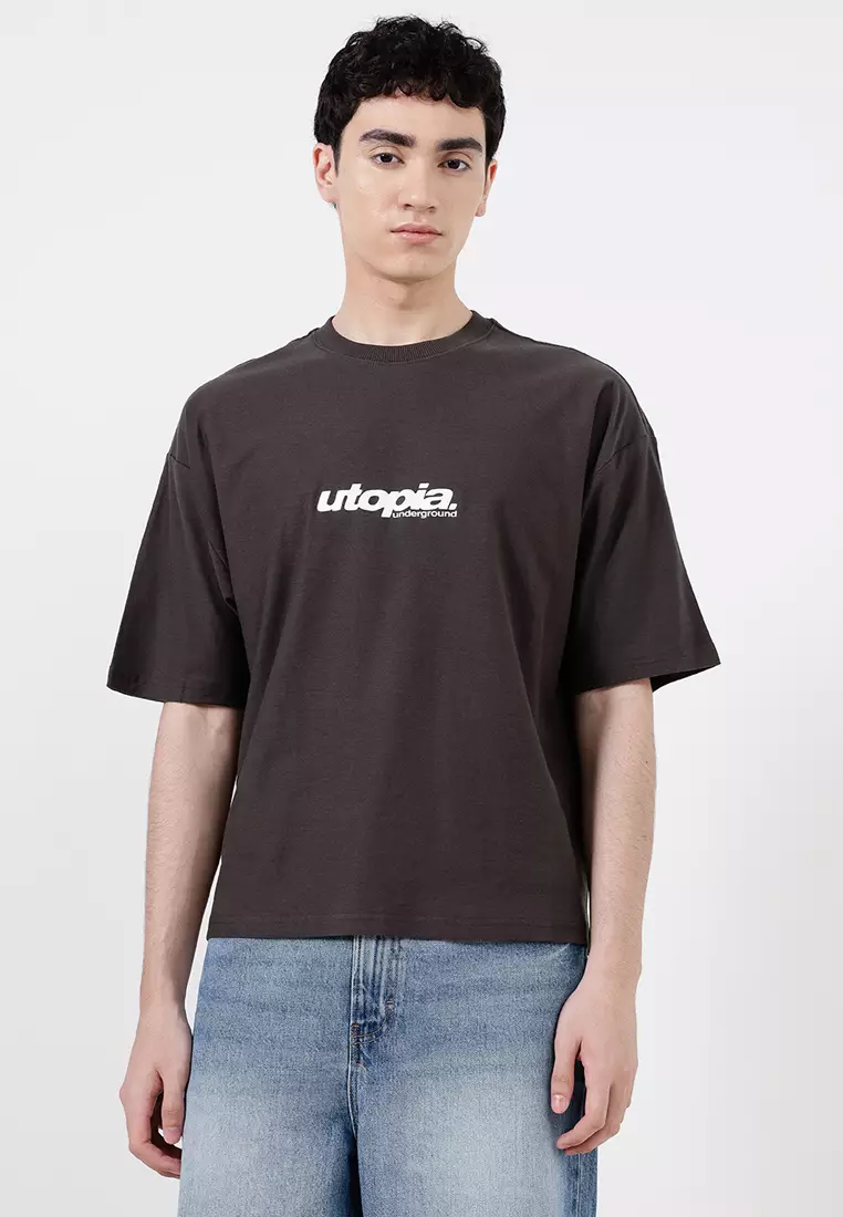 54% OFF Cropped Fit Graphic T-Shirt