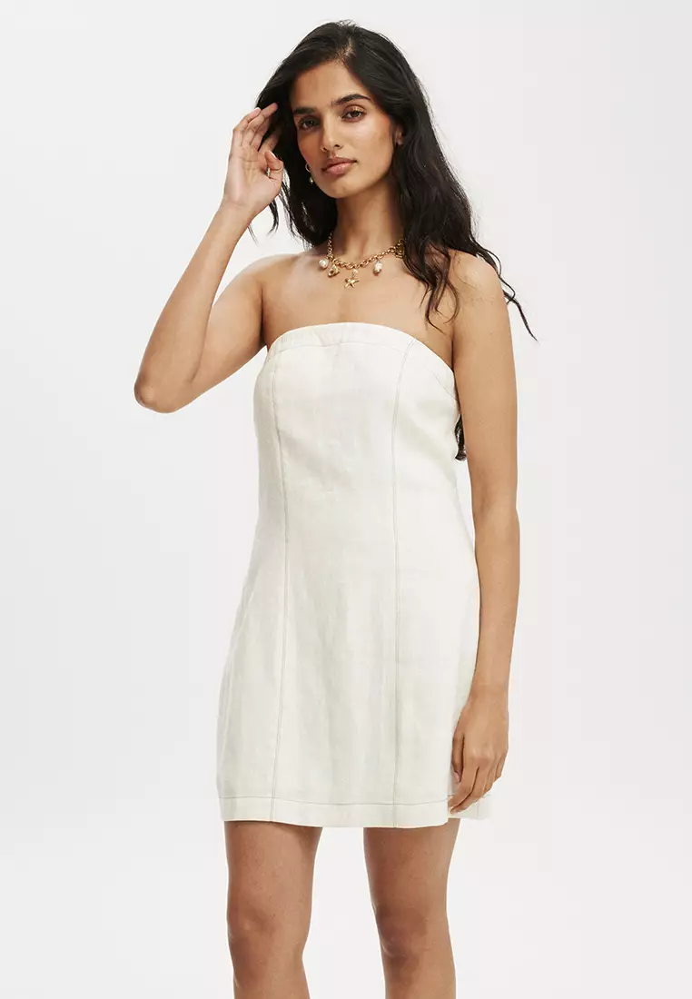 80% OFF Elle Linen Tube Mini Dress