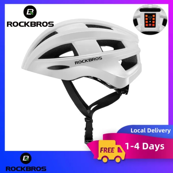 57%  OFF ROCKBROS Cycling Helmet Night Safety Helmets With Warning Light Bike Helmet USB Rechargeable light Bicycle accessories