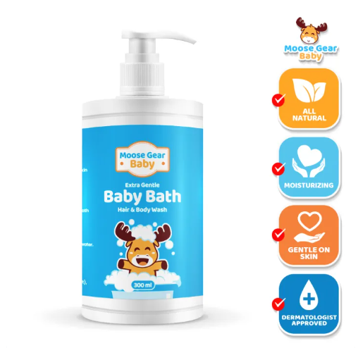21% OFF Moose Gear Baby Bath Gel Hair & Body Wash 300ml Soap & Shampoo Extra Gentle Care for All Skin Types