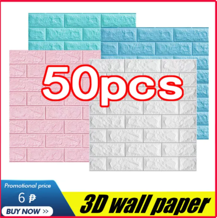 87% OFF 50pcs 3D 35x38cm wallpaper foam self-adhesive brick waterproof anti-collision wall sticker