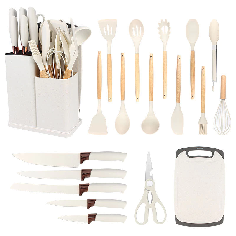 62% OFF 19PCS Silicone Kitchen Utensils Set And Kitchen Knife Set Non-stick Cooking Shovel Knife Holder