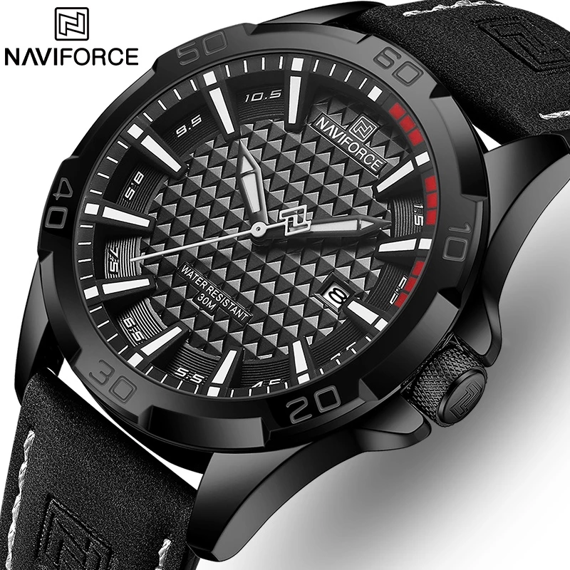 37% OFF NAVIFORCE Men’s Top Luxury Brand Fashion Sports Quartz Leather Waterproof Date Analog Wristwatch