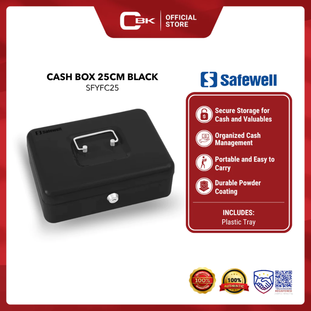 30% OFF Safewell Cash Box 25cm Black SFYFC25