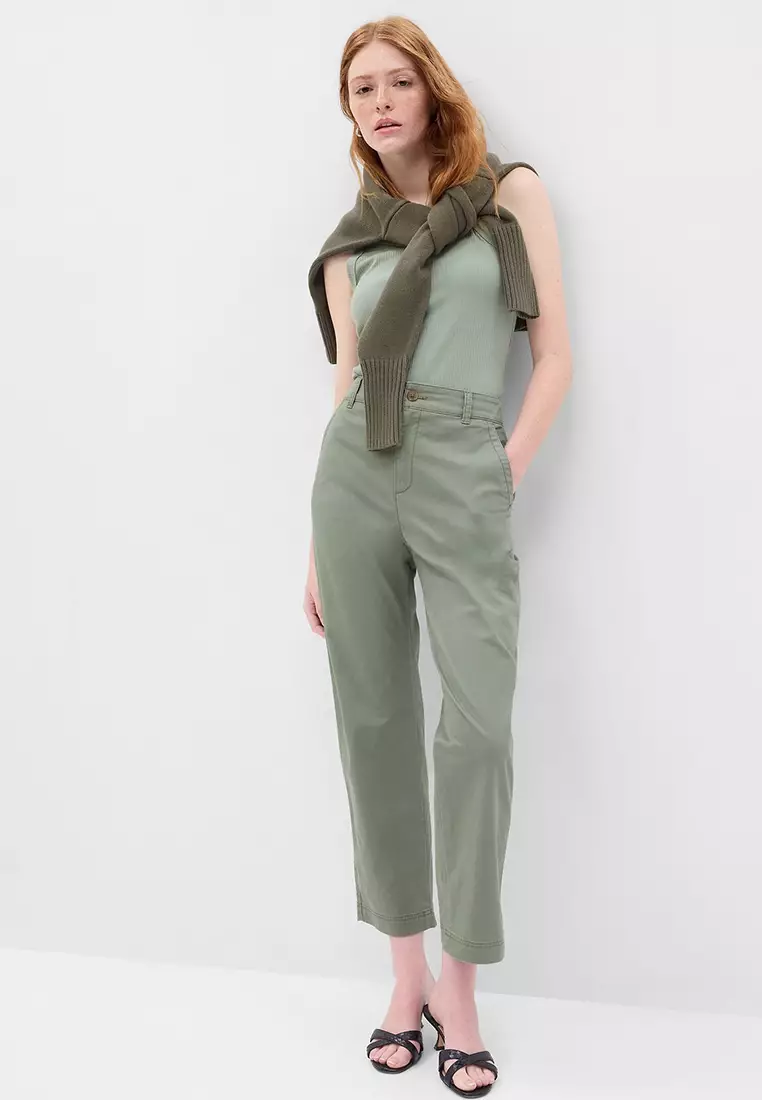 72% OFF High Rise Girlfriend Khakis with Washwell