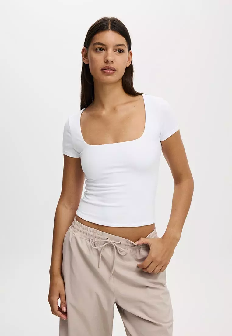 71% OFF Ultra Soft Square Neck Fitted T-Shirt