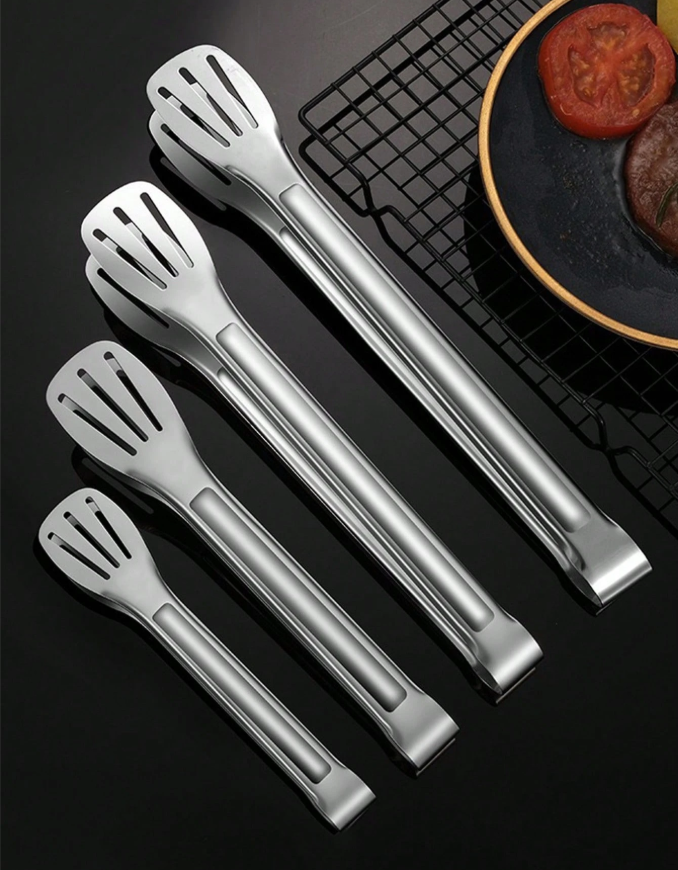 19% OFF 1pc Stainless Steel BBQ Grilling Tongs, Food Clip, Salad Bread Serving Tongs, For Kitchen