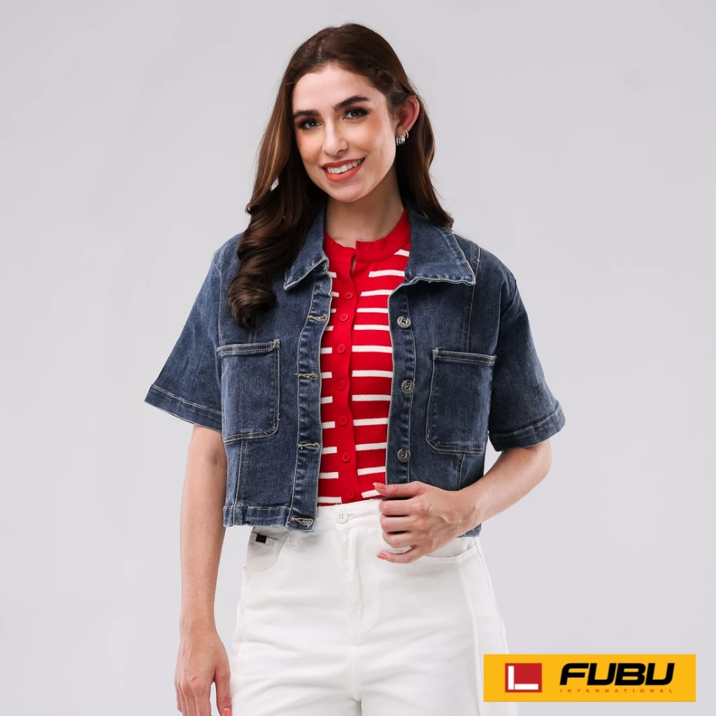 38% OFF Fubu Girls Short Sleeve Crop Top Denim QGT19-0253 [Tops for women]
