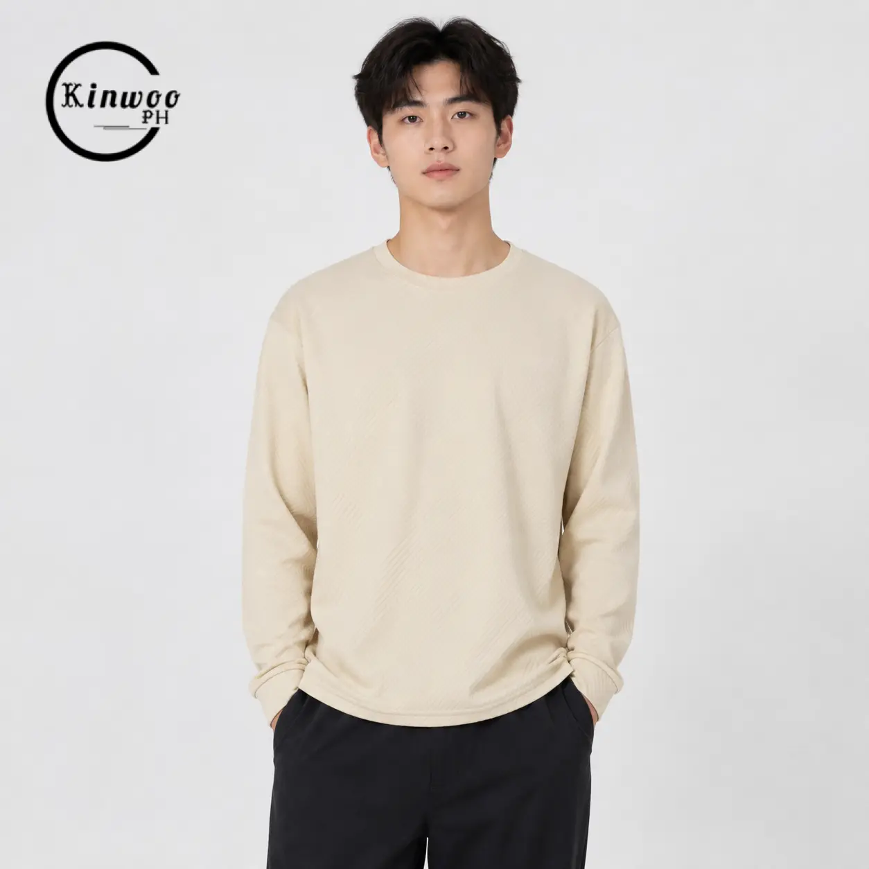 56% OFF Kinwoo Men’s Textured Long Sleeve T-Shirt | Casual Comfortable Fit | Unisex Style T509