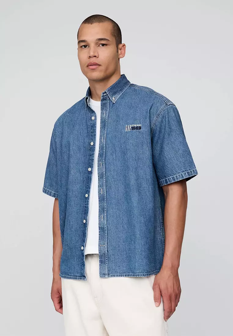 56% OFF GAP Logo Denim Big Shirt