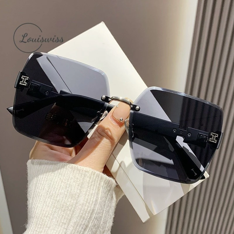 26% OFF Louiswiss New frameless cut edge gradient color sunglasses for women driving travel shading sunglasses