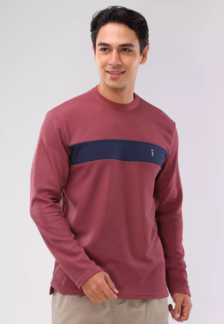 50% OFF Bossini Men Round Neck Waffle Long Sleeve
