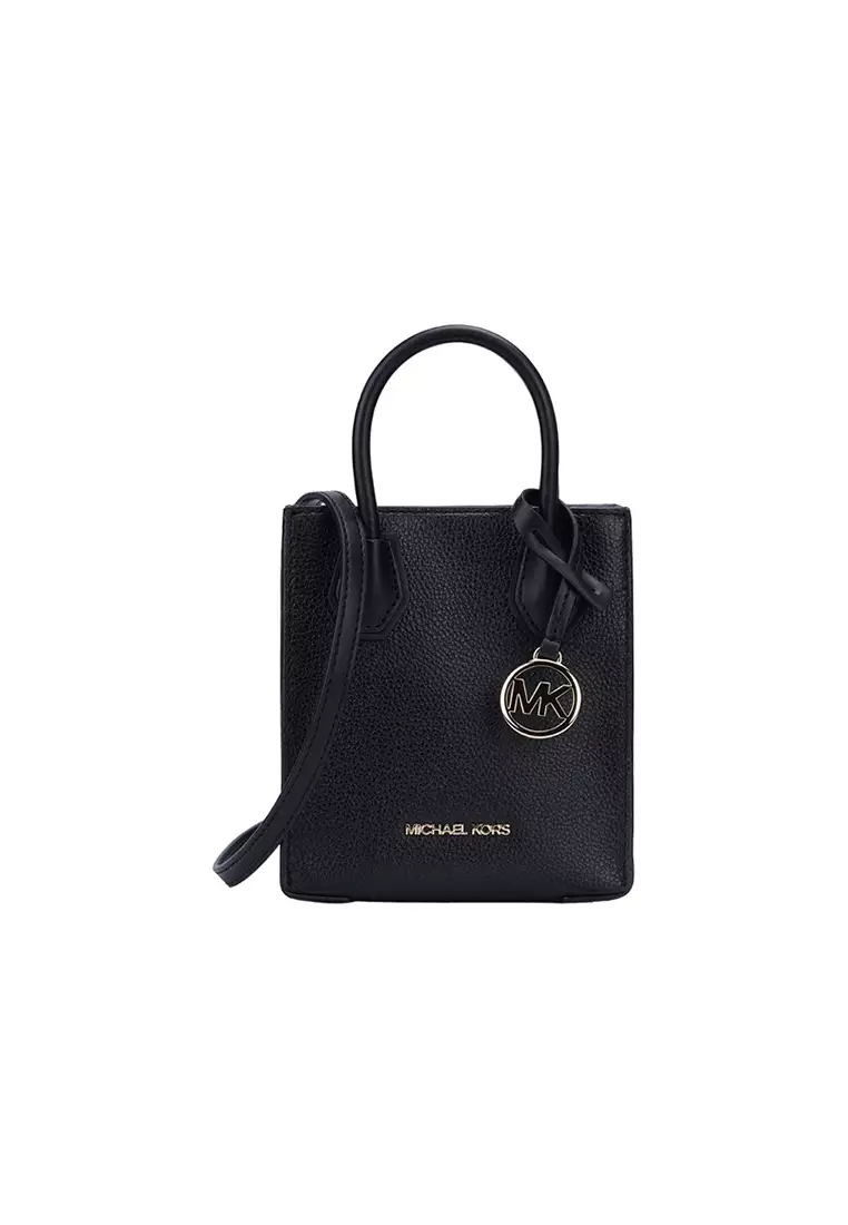 82% OFF Michael Kors Mercer Extra-Small Pebbled Leather Crossbody Bag In Black 35S1GM9T0L