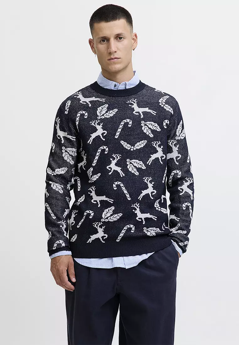 70% OFF Jack & Jones Christmas Knit Crew Neck Sweater