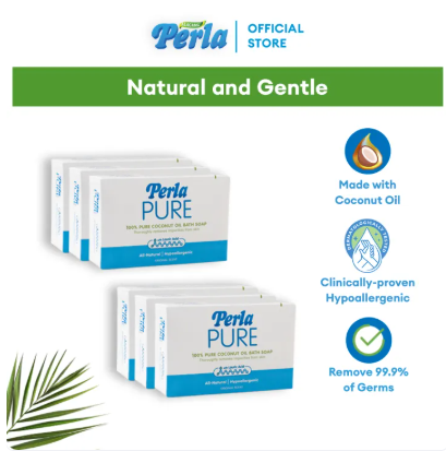 8% OFF Perla Pure Bar – Natural Bath Soap Set of 6 | Derma-tested, Hypoallergenic Soap Original Scent, Made with Pure Coconut Oil - Personal Care