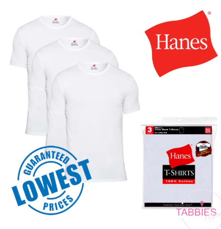 31% OFF HANES 3 pcs Crew Neck White T-Shirt App 4.9 (21669)