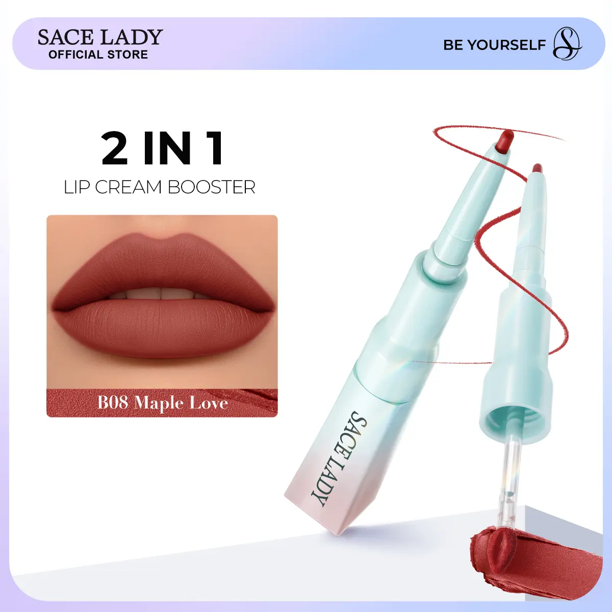 75% OFF SACE LADY 2 in 1 Lip liner & Lip cream Transfer-proof Lip Cream Booster Matte Long Lasting Lips Non-sticky Liptint Lip Makeup
