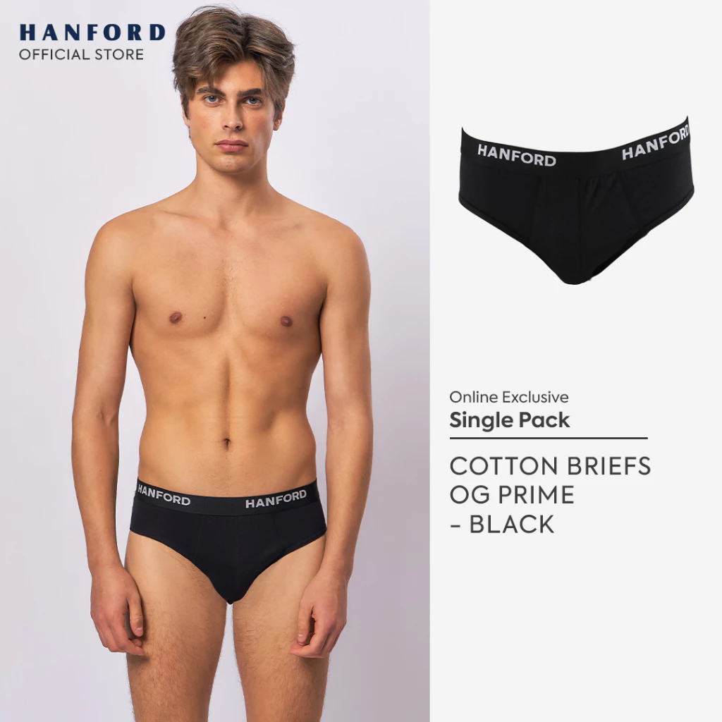 38% OFF Hanford Men Regular Cotton Briefs OG Prime - Black (1PC/Single Pack) S-4X Big Plus Size