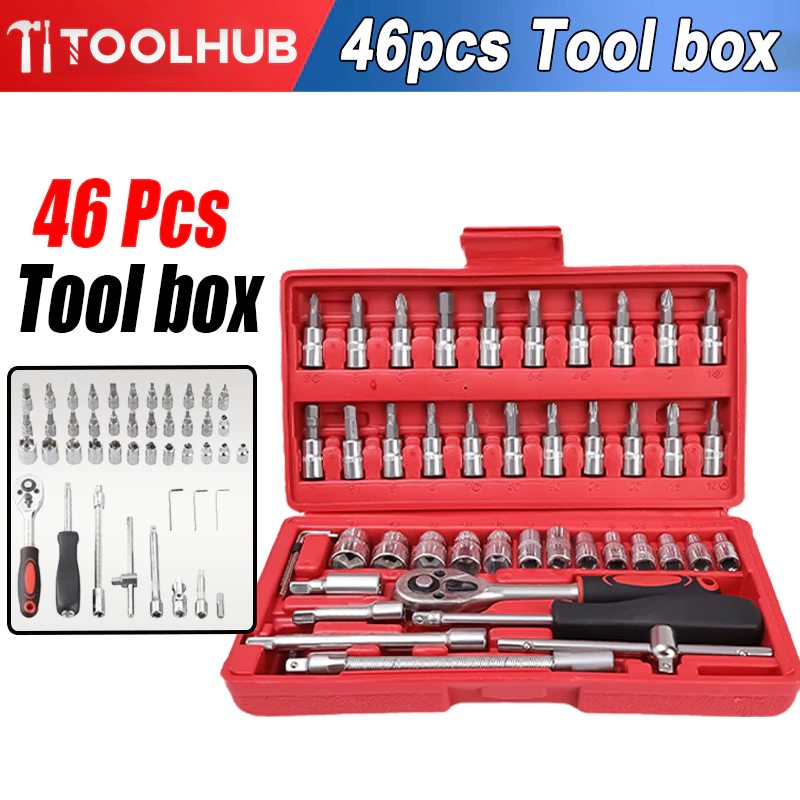 55% OFF ToolHub 82 Pcs Tool Box Set Original for Motorcycle Car Tools Socket Wrench Set Heavy Duty seet