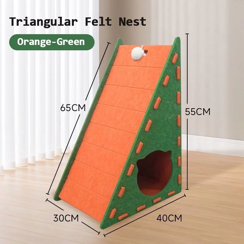 59% OFF Felt Cat Scratcher House 2 in 1 Enclosed Cat Condo Tunnel with Cushion Cat Cave Bed Play Toy