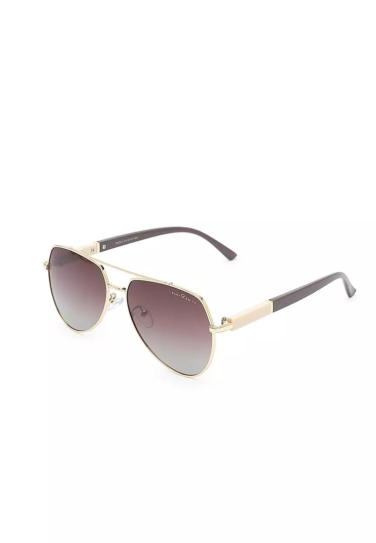 38% OFF Sara Smith Unisex Polarized Aviator Sunglasses - Gold / Tea