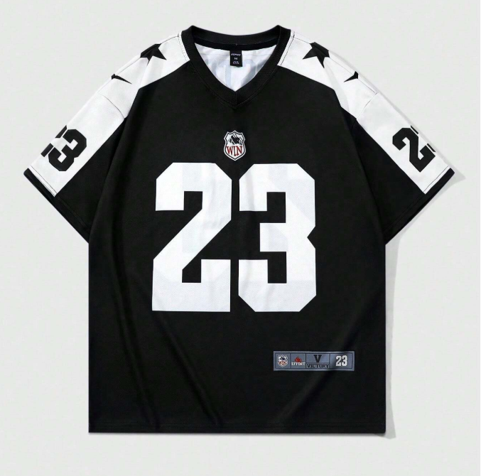 15% OFF ROMWE MEN Prep Summer Casual Graphic Men'S Colorblock Short Sleeve Football Jersey Style T-Shirt , Ideal For Daily Wear In Spring And Summer, School