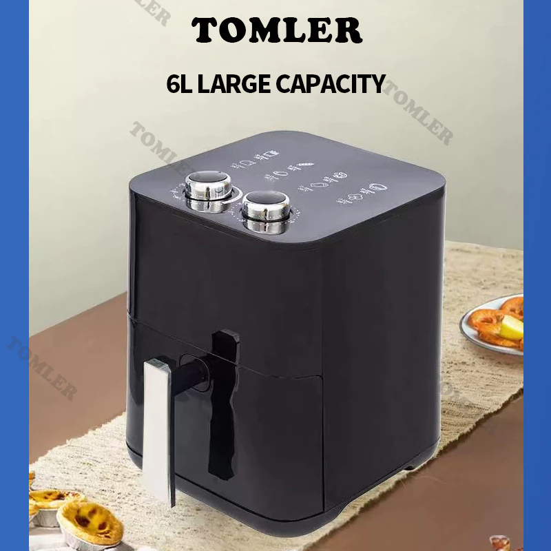 44% OFF TOMLER 6L Air Fryer – Electric Oil-Free Fryer with Non-Stick Pan and Timer