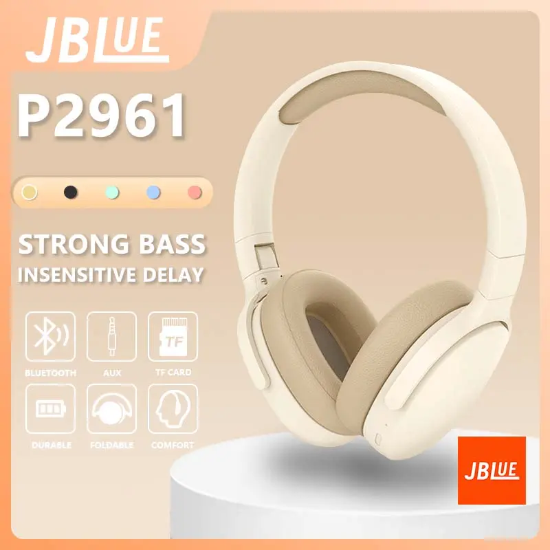 62% OFF JBLue P2961 Bluetooth Headphones Wireless Headphone Noise Cancelling Stereo Headset With Microphone Audio Electronic Earbud