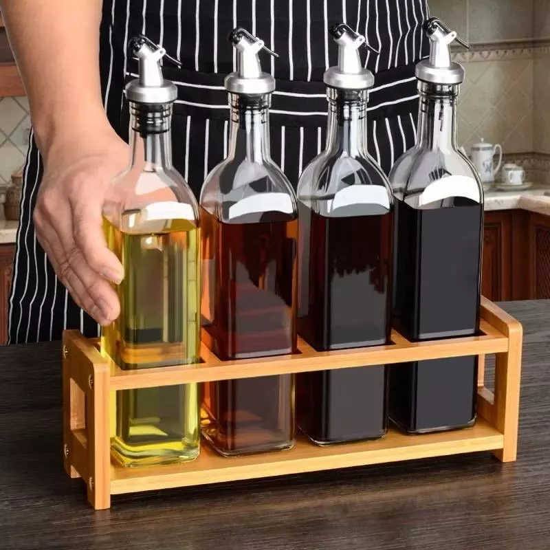 51% OFF 500ml Oil Bottle Glass Condiments Vinegar Bottle Soy Sauce Bottle Food Seasoning Storage Bottle