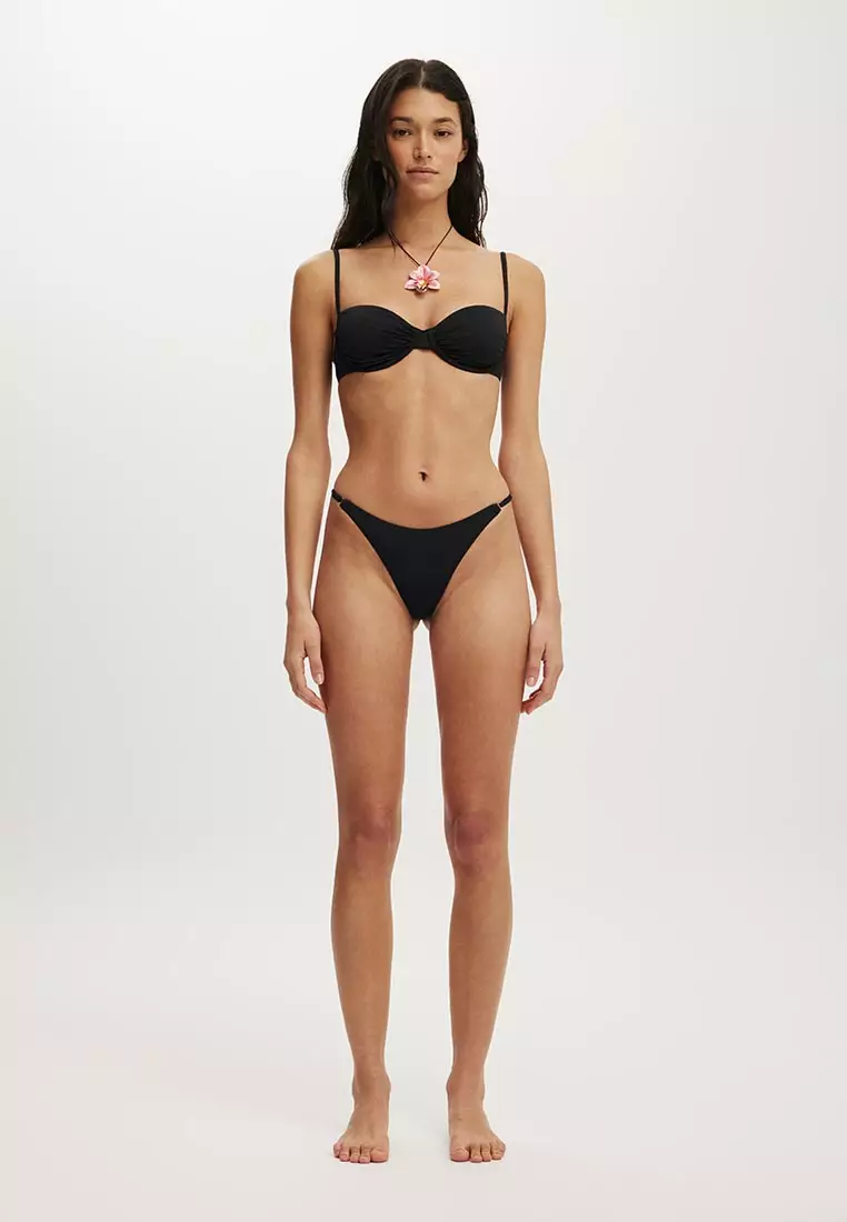 64% OFF Gathered Thin Strap Balconette Bikini Top