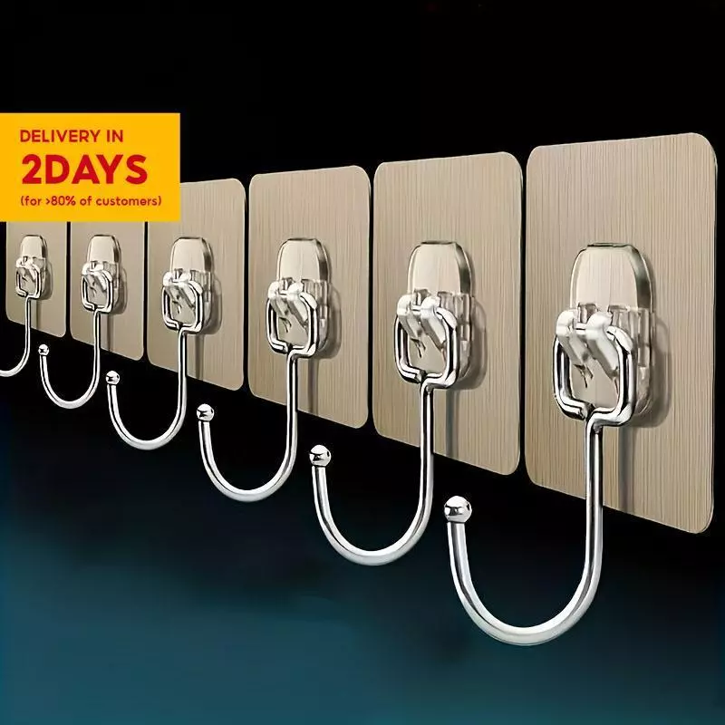 47% OFF 10/20Pcs Strong Adhesive Hooks – No-Drill Wall Hooks for Bathroom & Kitchen