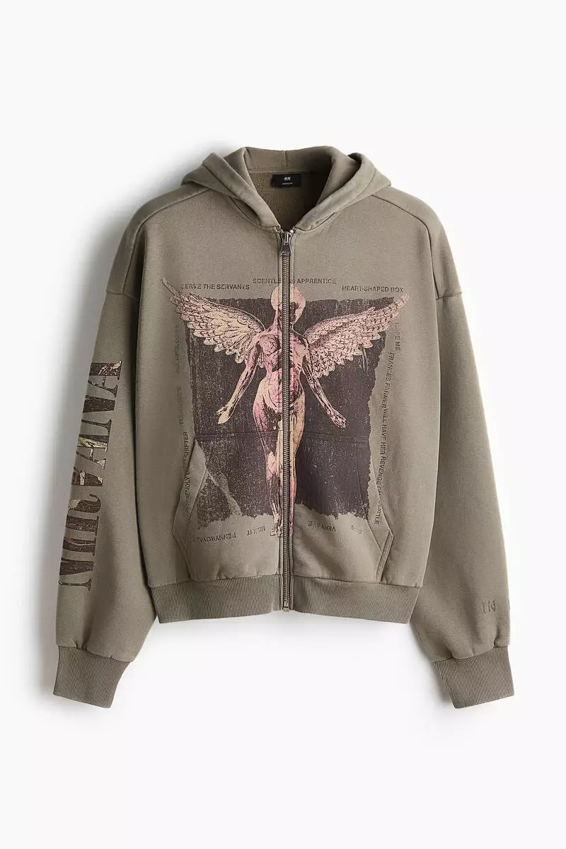 20% OFF H&M Oversized Fit Printed zip-through hoodie