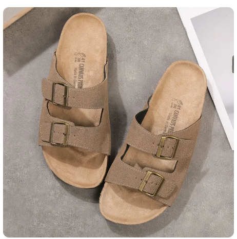 72% OFF Shoefinity Women's casual flat sandals with adjustable double buckle design. The upper part is made of suede material. Fashionable flat style#WT390