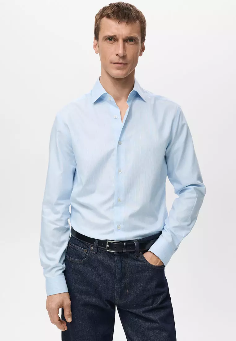 63% OFF 100% Cotton Slim-Fit Striped Shirt