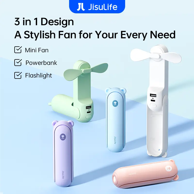 40% OFF JISULIFE Handheld Fan Life8 Mini Fan Rechargeable Portable Handy USB Pocket Personal Cooling Electric Fan With Powerbank And Flashlight Function
