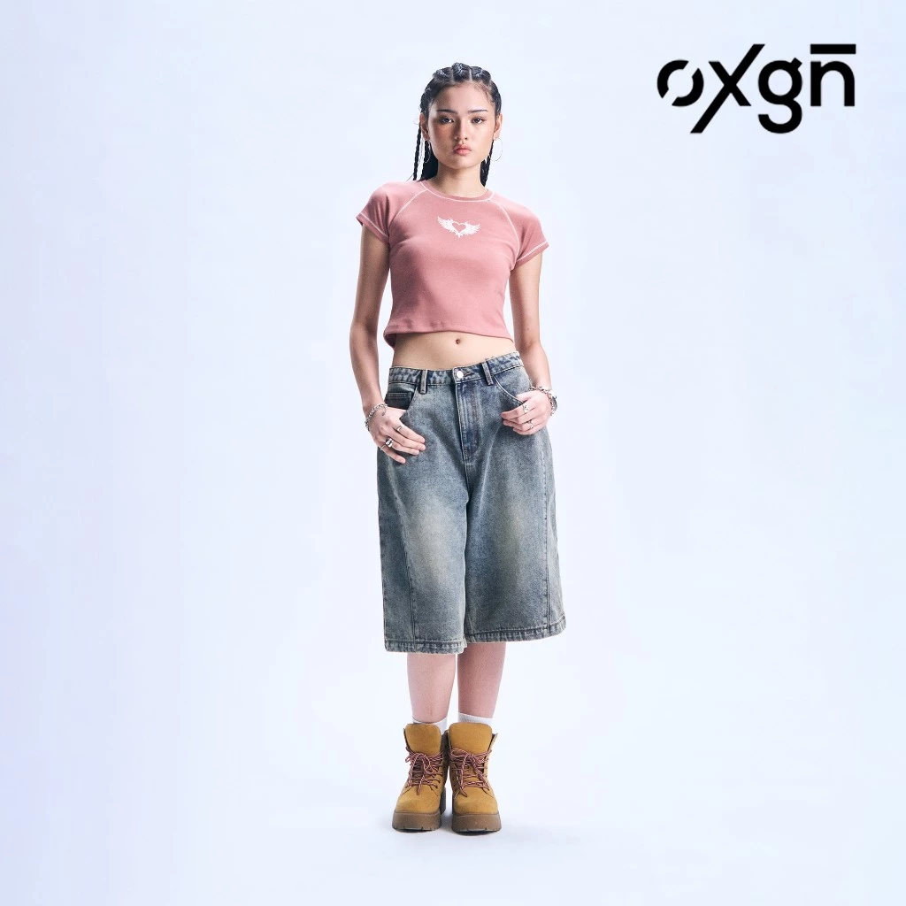 27% OFF OXGN Washed Denim Skater Shorts For Women