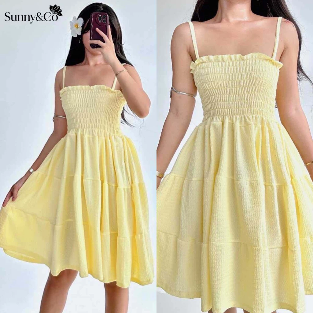 43% OFF Sunny&Co Surf Strips Ladies Two-Wear Off-Shoulder, Suspender Summer Smocked Colorful Dress