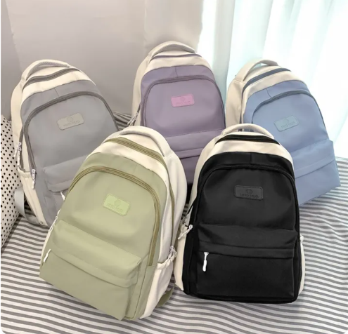 63% OFF #F866 Fashion Plain Color Large capacity Schoolbag Waterproof Travel Bag Laptop Backpack