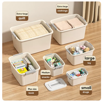 45% OFF IMUTO Plastic Storage Box Stackable Large Capacity Clothes Toy Organizer Boxes with Handle and Lid