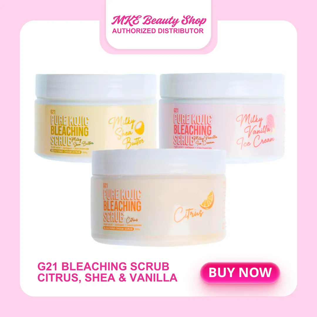 2% OFF G21 PURE KOJIC BLEACHING SCRUB CITRUS, MILKY VANILLA ICE CREAM & MILKY SHEA BUTTER | Whitening  Brightening  Glowing  Exfoliating  ClearSkin  SmoothSkin  Moisturizing