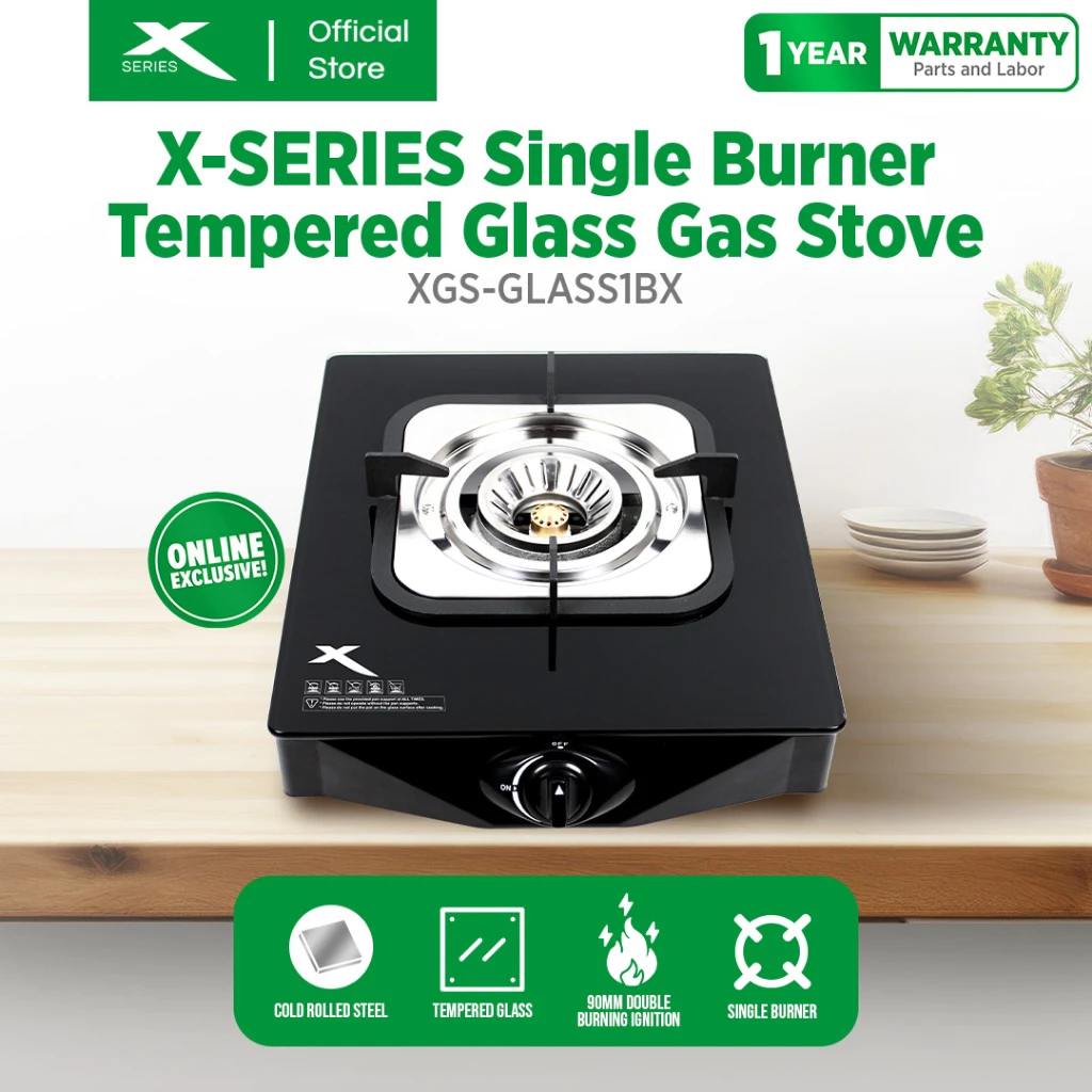 46% OFF X-SERIES Single Burner Tempered Glass Gas Stove Cast Iron & Automatic Ignition (XGS-GLASS1BX)