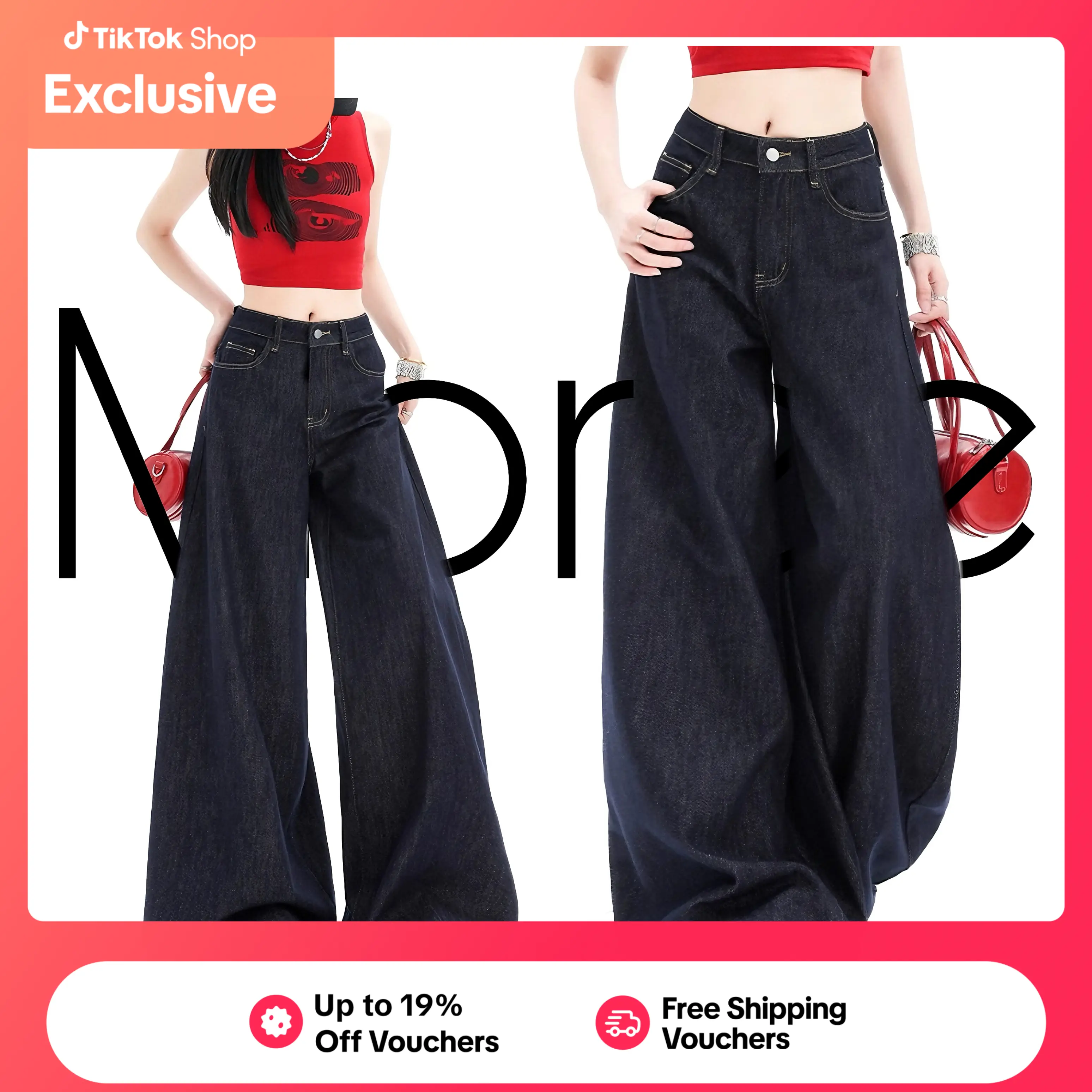 55% OFF Moree American Retro Drapey Wide-Leg Jeans High Waist Loose Mopping Pants Fashion Denim Quality Jeans for Women