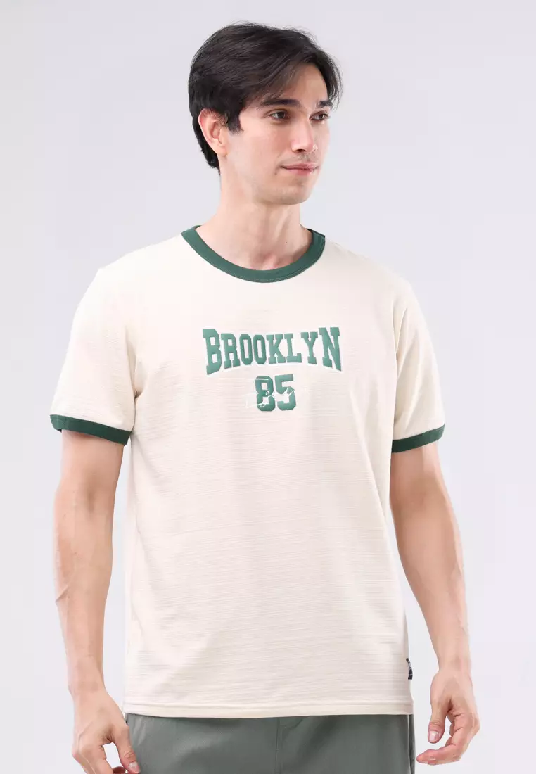 35% OFF Ego Round Neck Streaky Short Sleeves